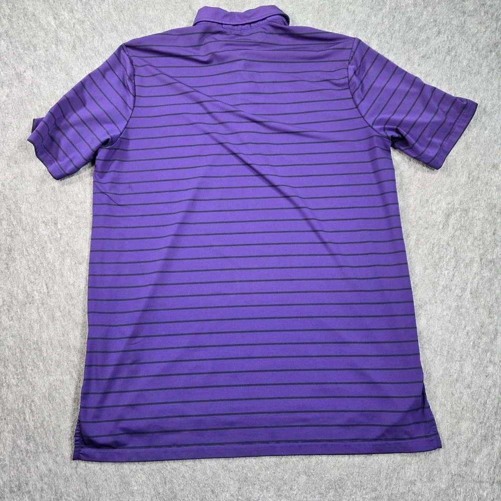 RLX Ralph Lauren Polo Shirt Mens Large Purple Stripe Stretch Pocket Golf